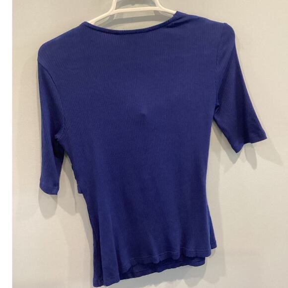 Ralph Lauren Womens Babydoll Top Size Small S Blue Black Label Twisted Front 90s - Picture 5 of 9